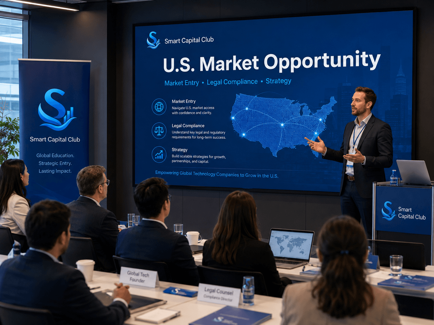 A U.S. market opportunity briefing focused on market entry, legal compliance, and strategy